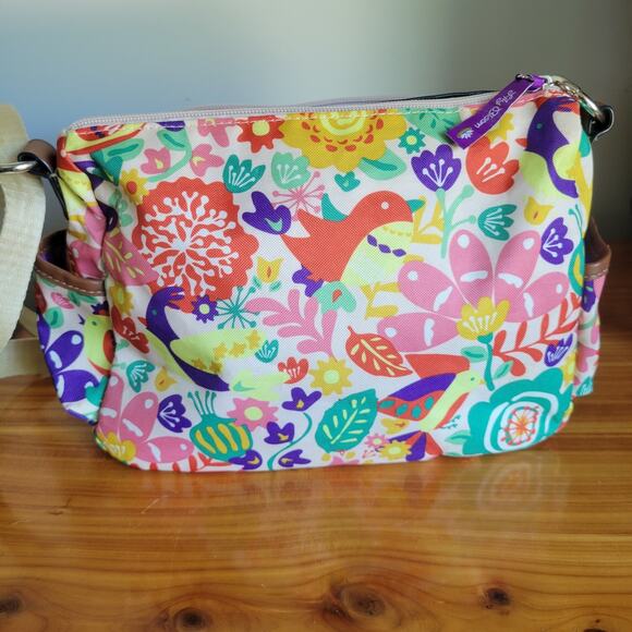 Lily Bloom Shoulder Bag Floral Bird Print Recycled Eco Friendly Pockets - Picture 5 of 10